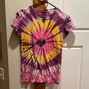Y2K brand Tie-Dye T-Shirt with Pink and Yellow Spiral